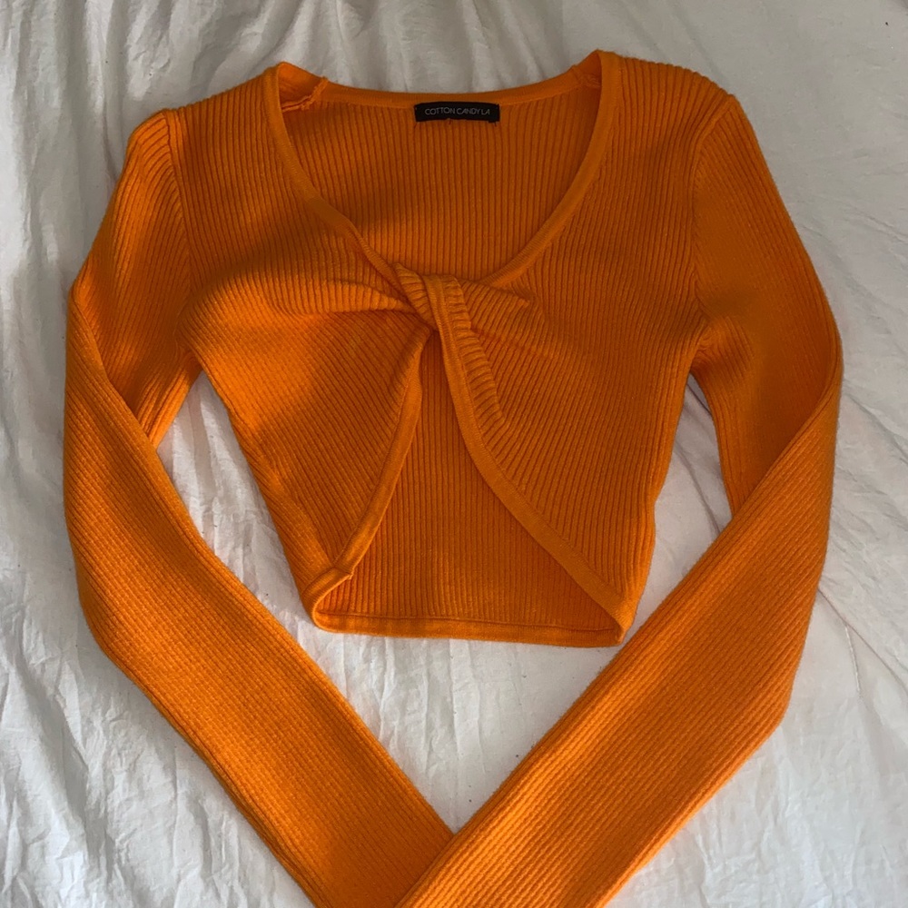 cropped orange sweater top